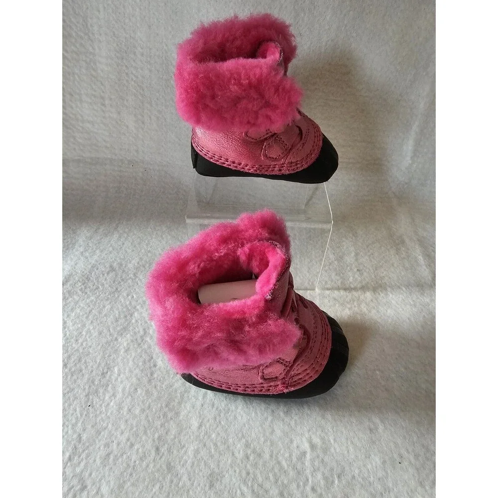SOREL CARIBOOTIE NEWBORN BOOTIES SHOES BOOTS PINK ICE Infant Size 2